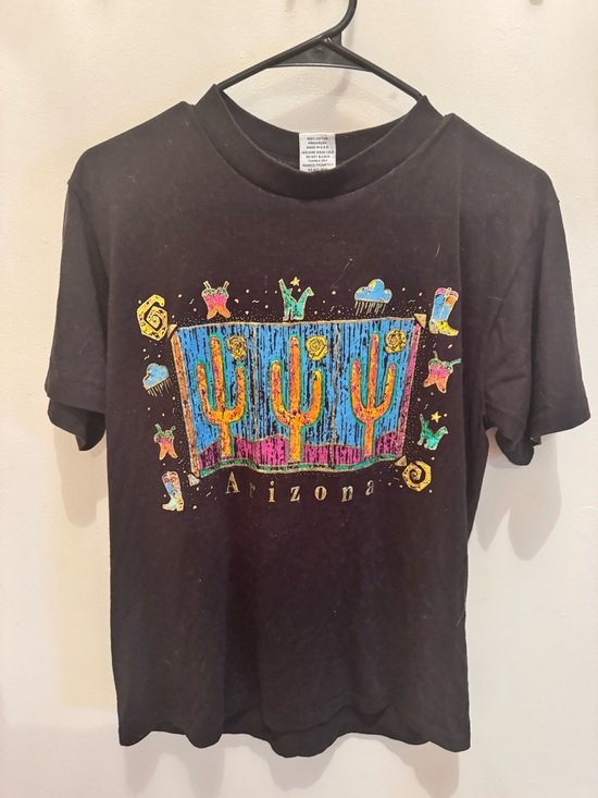 Vintage Other - Vintage Black Cotton Tee with White Care Tag